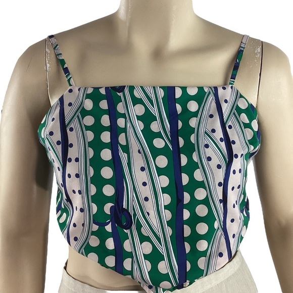 Lulus Mystical Moves Green Print Tie Back Crop Top Size L - Picture 2 of 6